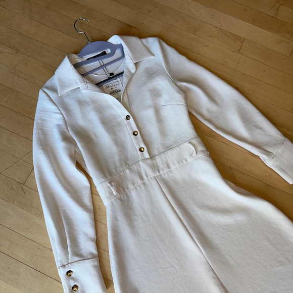 NEW Zara Ecru waisted midi dress, XS,  GD1193 - Picture 7 of 8